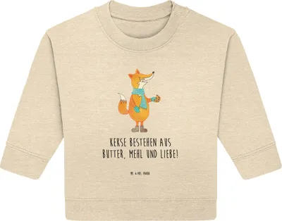Produktbild von Mr. & Mrs. Panda Organic Baby Pullover Fuchs Keks 24. - 36. Monat - Natural Raw - Geschenk, Winter, Frieren, Bullover, Weihnachten, Kekse, Weihnachtlich