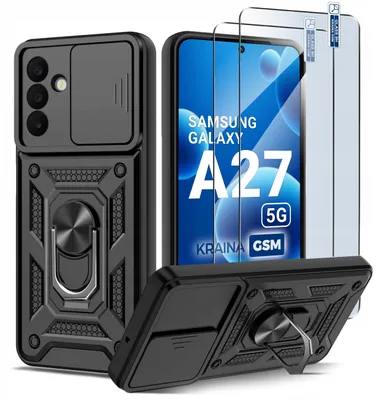 Imagen del producto de Funda deslizante negra para Samsung A27 5G, reforzada, + 2 protectores de vidrio 9H