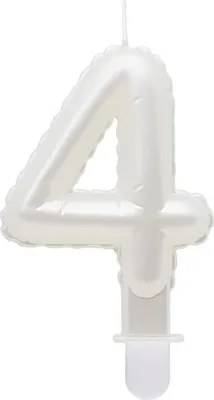 Produktbild von Kerze Zahl 4 VIER Perlweiß 7cm