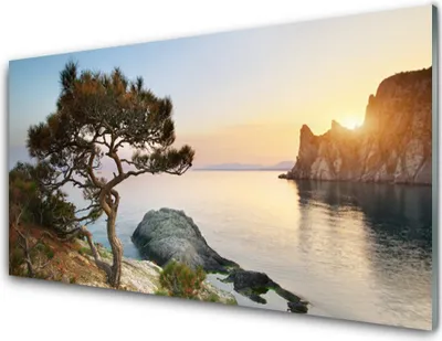 Produktbild von Acrylglasbilder 100x50 Wandbild Druck See Baum Landschaft
