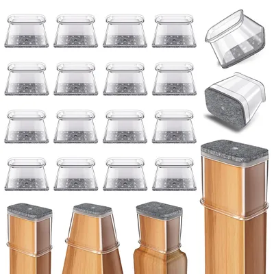 Obrázok produktu pre Krytky na nožičky stoličiek, obdĺžnikové, 24 kusov, silikónové