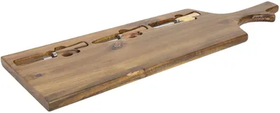 Produktbild von Cookinglife Servierbrett / Käsebrett mit Messern - Akazien - 65 x 20 cm - 4-teilig