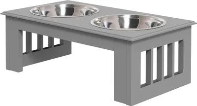 Produktbild von Rutschfeste Hunde-Futterstation Grau 44x24x15cm 0,9L Napf