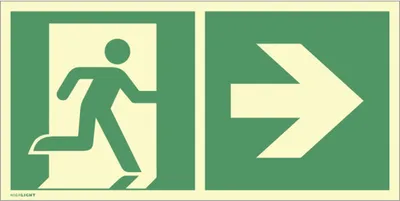 Produktbild von Dreifke® Notausgang rechts Pfeil rechts, Kombi, ISO 7010, Folie,nachl.,160-mc...