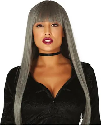 Produktbild von Hexe Elegante Lange Graue Perücke Für Halloween Cosplay Kostüme Mit Mystischem Stil Und Langer Struktur Perfekt Für Dunkle Themenpartys Und Magische Abende, Farbe: Grau