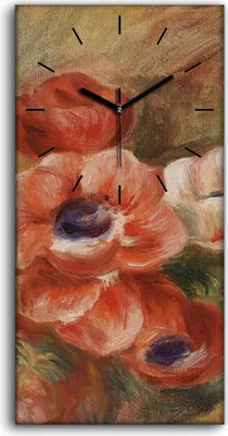 Produktbild von Dekor Leinwand Uhr Wandbilder 30x60 Gemälde Blumen Pflanzen Anemonen Kunst - schwarze Hände