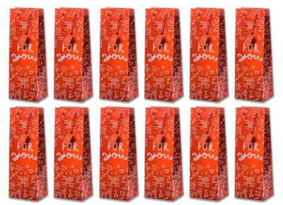 Produktbild von hausleben Flaschentüte Geschenktüten 12 Stück mit "For You" Motiv, Geburtstagsgeschenk, Tüten für Flaschen als Geschenk zu besonderen Anlässen