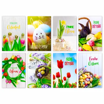 Produktbild von Osterkarten 100er Set Glückwunschkarten Ostern Osterfest Blumen Grußkarten mit Umschlag