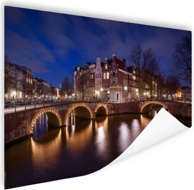 Produktbild von MuchoWow® Poster Amsterdam - Wasser - Nacht 60x40 cm - Schlafzimmerdekoration