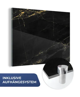 Obrázok produktu pre MuchoWow® Sklenené obrazy - Obrazy na stenu - Foto na skle Mramor - Čierna - Zlatá - Elegantný - Mramorový vzhľad - Dizajn 80x60cm Nástenná dekorácia zo skla -
