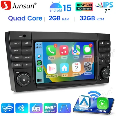 Obrázok produktu pre 2+32 GB CarPlay Android 15 7-palcové autorádio pre Mercedes-Benz triedy C/CLK/CLC (W203, W209) s GPS navigáciou, Wi-Fi, Bluetooth, DAB+, SWC, RDS, DSP a USB