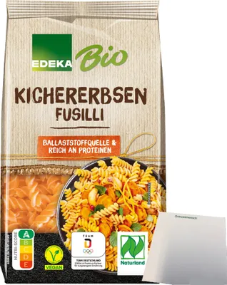 Produktbild von Edeka  Kichererbsen-Fusilli Pasta aus 100% Kichererbsenmehl (250g Packung) + usy Block