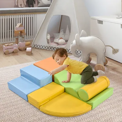Produktbild von 6 TLG Riesenbausteine zum Toben & Klettern Großbausteine für Kinder.im Vorschulalter & Babys Softbausteine, bunt.