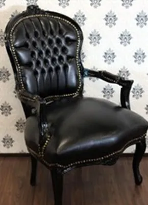 Obrázek produktu pro Barokní salonní židle Casa Padrino černá / černá kůže Optics