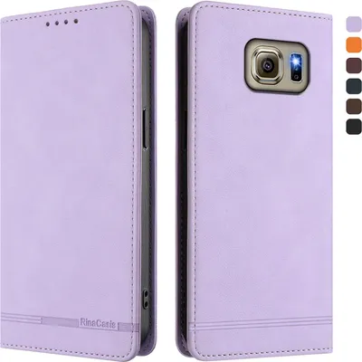 Image de Etui pour Samsung Galaxy S6, étui rétro en cuirPolyuréthaneavec support et fentes pour cartes Violet