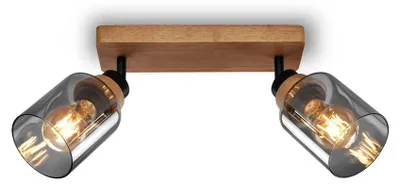 Produktbild von Briloner Royk Deckenstrahler 2x E27 Lampe 2 Flammig Rauchglas Schwenkbar Holz