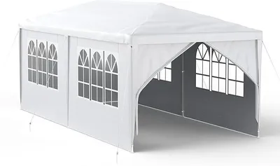 Produktbild von Pavillon 3x6m Partyzelt Gartenzelt Gartenpavillon mit 6 Seitenteilen Sonnenschutz UV-Schutz für Garten, Party, Hochzeit, Picknick (Weiß)