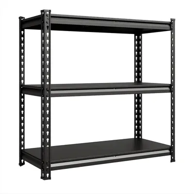 Produktbild von Schwerlast-Garagenregal 3-Ebenen 91 cm – Verstellbares Stahl-Lagerregal für Garage, Werkstatt & Keller – Industrie Aufbewahrungsregal Schwarz