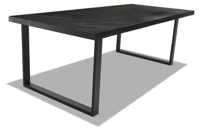 Produktbild von Esstisch aus Holz und Metall mit schwarzen quadratischen Føøen - 220x100 cm