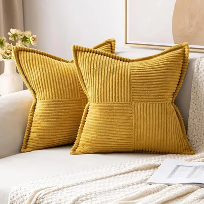 Produktbild von Set aus 2 Kissenbezügen aus Cord, Samt, weiches Zierkissen, dekorativer Kissenbezug, moderne Kissenbezüge, Sofakissen, Sofakissen für das Wohnzimmer