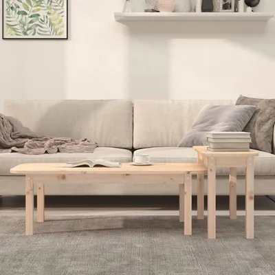 Image de vidaXL Ensemble de 2 tables basses en pin massif