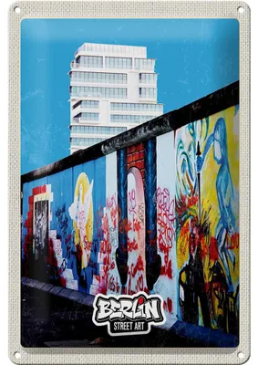 Produktbild von Blechschild Reise 20x30cm Berlin Hochhaus Graffiti Kunst Straße
