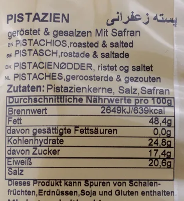 Produktbild von Khanum Khanuma - Pistazien geröstet gesalzen mit Safran 200gr