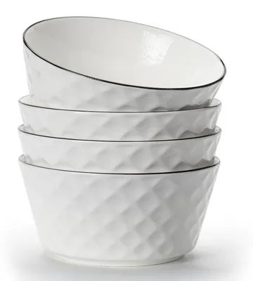 4er-Set Keramik-Frühstücksschalen, 700 ml, Weiß, 15 cm