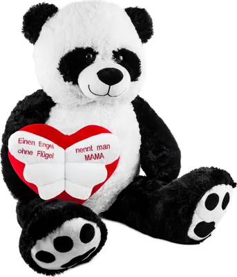 Produktbild von BRUBAKER XXL Panda 100 cm groß mit 'Einen Engel ohne Flügel nennt Man Mama' Herz - Stofftier Plüschtier - Kuscheltier Teddybär