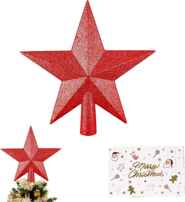 Immagine prodotto di Stella per la cima dell'albero di Natale rosso con glitter 20 cm