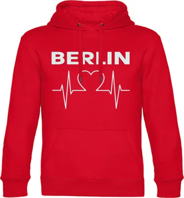 Produktbild von multifanshop Kapuzen Sweatshirt - Berlin rot - Herzschlag, rot, Größe L