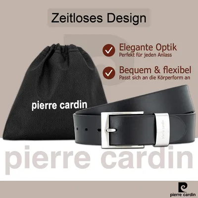 Produktbild von Pierre Cardin Herren Vollledergürtel Dunkelbraun 40 mm, Größe / Size:Bundweite 115 cm Gesamtlänge 130 cm W 45.3 XXL, Farbe / Color:schwarz
