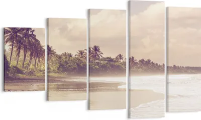 Produktbild von Bild auf Leinwand - Leinwandbild - 5 Teile - Palmen Strand Wasser - 100x60cm - Wand Bild - Wanddeko - Wandbilder - Leinwanddruck - Bilder - Wanddekoration - Leinwand bilder - Wandbild - EG100x60-4917