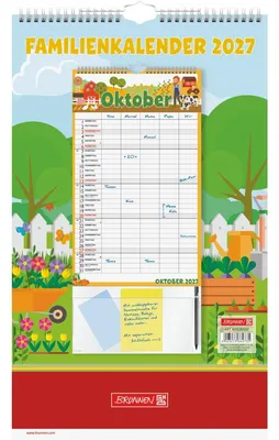 Produktbild von Familykalender 25x41,5cm Graphics 1 Monat/Seite 5 Spalten 2027 Packung mit 3 Stück