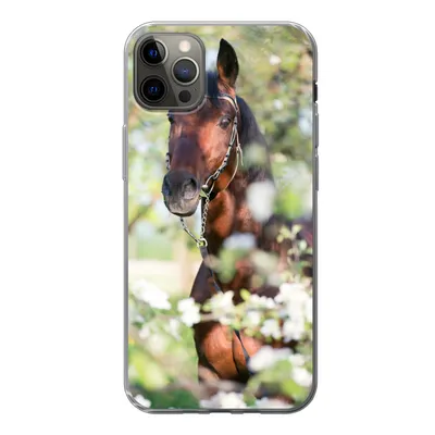 Produktbild von MuchoWow® Handyhülle Schutzhülle Hülle für iPhone 13 Pro Max Pferde - Blüte - Frühling - Tiere Silikon Softcase Handy Hülle - Mobiltelefon