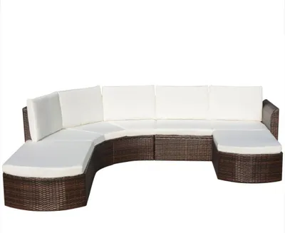 Produktbild von vidaXL 4-tlg. Garten-Lounge-Set mit Auflagen Poly Rattan Braun