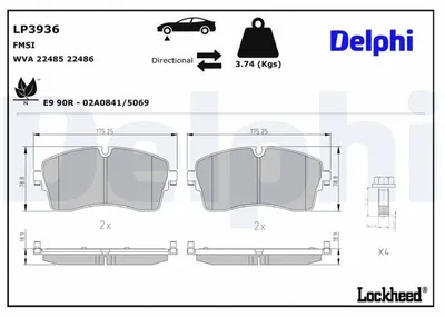 Image de Jeu de plaquettes de frein DELPHI avant pour JAGUAR E-Pace (X540) LP3936