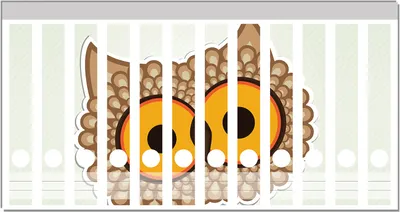 Produktbild von Wallario Ordnerrücken Sticker, selbstklebend für schmale Ordner, 12 Stück, Motiv Lustige Comic Eule mit großen Augen