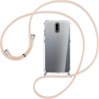 Produktbild von Handykette Backcover-Schutzhülle mit Band (Metall silberfarben) für Nokia 2.3 - rose peach