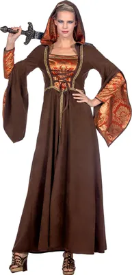 Produktbild von Kleid Burgdame braun orange Mittelalter Kriegerin Ritterin, Groesse:52