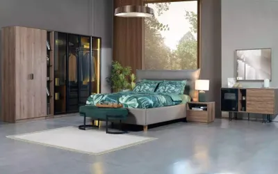 Zdjęcie produktu dla Zestaw do sypialni loft łóżko szafa łóżka komoda stolik nocny 5 szt