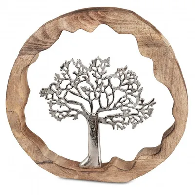 Produktbild von Deko Lebensbaum aus Alu Mango Holz zum stellen 40 cm Tischdeko
