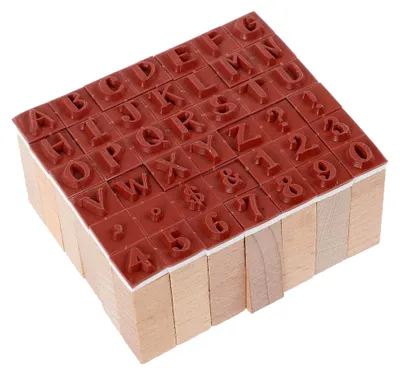 Produktbild von 42 Holzstempel mit Buchstaben und Zahlen für Bastelprojekte