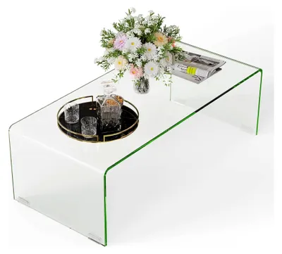 Produktbild von Couchtisch aus Glas, Rechteckiger Wohnzimmertisch, Moderner Glastisch, 108 x 50 x 35 cm, ohne Montage, Tisch für Wohnzimmer und Büro