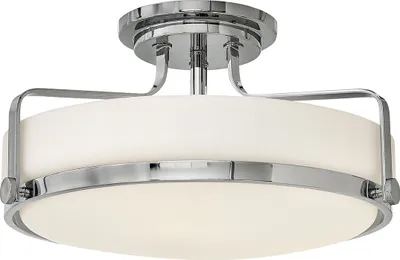 Immagine prodotto di Lampada da soffitto Harper, cromo lucido, 3xE27x60W, vetro, dimensioni: 25,3x45,6x45,6 cm, IP20, Hinkley