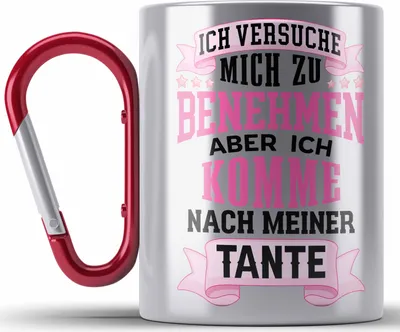 Produktbild von Trendation - Edelstahl Tasse Karabiner für Neffin von Tante Geschenk Lustige Geschenkidee (Rot)