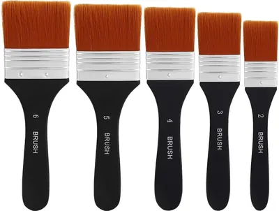 Image de metagio Set de 5 pinceaux plats aquarelle acrylique peinture à l'huile peinture brosse nylon