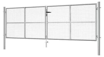 Produktbild von Gartentor Doppelflügeltor | Doppeltor Gartentür Gartenpforte Zauntür Hoftür Verzinkter Stahl 415 x 175 cm Silber