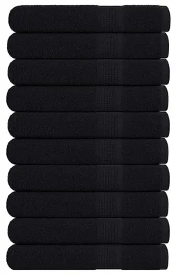 Image de vidaXL Serviettes FROGN, lot de 10, noir, 100 x 200 cm, 360 g/m²