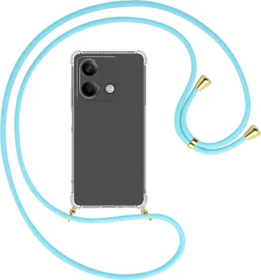 Produktbild von Handykette Backcover-Schutzhülle mit Band (Metall goldfarben) für Xiaomi Redmi Note 13 5G - himmelblau